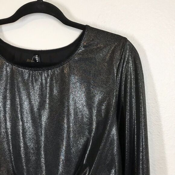Torrid Curve Women's Black Shimmer Crop Top Size 2X Under It All Long Sleeve - Picture 3 of 10